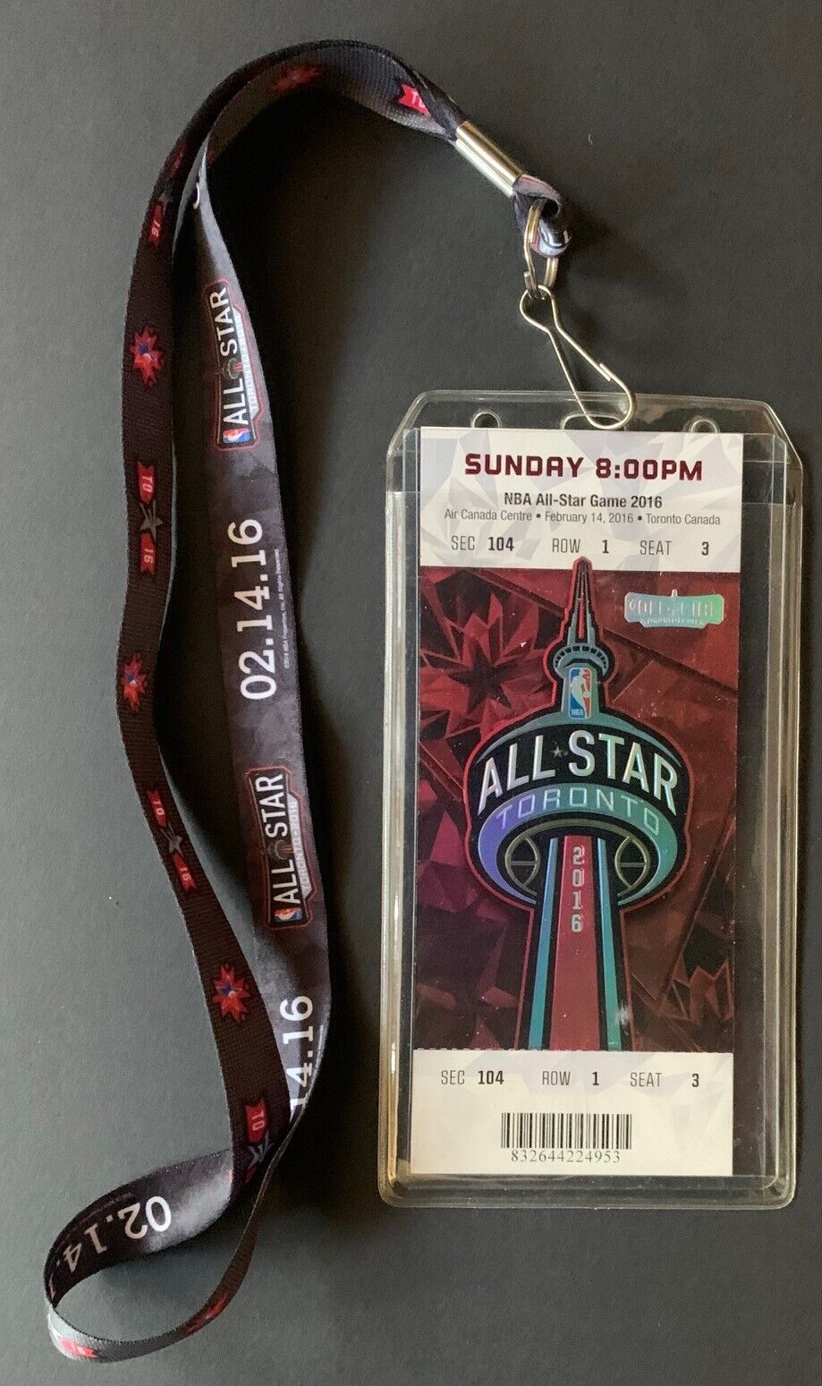 2016 NBA All-Star Game Toronto Full Ticket Kobe Bryant Last Appearance Row 1