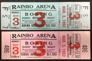 1952 Rainbo Arena Boxing Ticket x2 Chicago Illinois Clark Vintage Fight Tickets