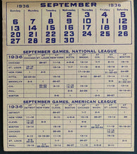 Load image into Gallery viewer, 1936 MLB Baseball Schedule Vintage Sports Sked American League + National League
