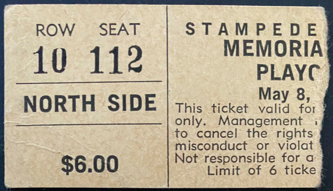 1974 Memorial Cup Hockey Ticket Stub Calgary's Stampede Corral Ramparts vs Pats
