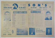 Load image into Gallery viewer, 1965 Maple Leaf Gardens NHL Old-Timers vs Team Canada Lineup Sheet + Ticket Stub
