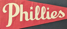 Load image into Gallery viewer, Circa 1960 Philadelphia Phillies Full Size 30&quot; Pennant MLB Baseball Vintage

