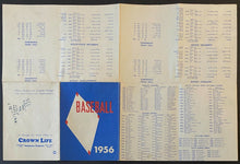 Load image into Gallery viewer, 1956 MLB Baseball Schedule AL NL IL AA Leagues Crown Life Insurance Vintage

