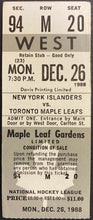 Load image into Gallery viewer, 1988 Maple Leaf Gardens Full NHL Hockey Ticket Toronto vs New York Islanders
