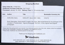 Load image into Gallery viewer, Boris Karloff Signed Photo Autographed + 1975 1st Edition Dear Boris Biography
