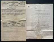 1921-22 NHL Hockey Document Telegram Regarding Sprague Cleghorn Future HOFer