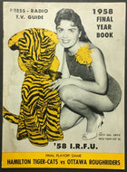 1958 Hamilton Tiger Cats vs Ottawa Roughriders Football Club Press Radio Guide