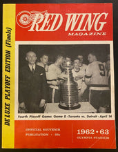 Load image into Gallery viewer, 1963 NHL Hockey Program Detroit Red Wings Toronto Maple Leafs Stanley Cup Finals
