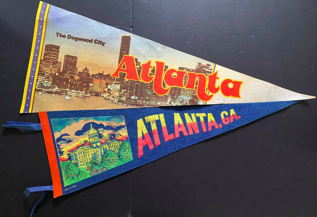 1950's - 1970's Vintage Atlanta Georgia Pennant Lot x2 