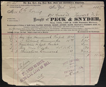 Load image into Gallery viewer, Peck + Snyder Original Receipt New York City Baseball + Sporting Goods Emporium
