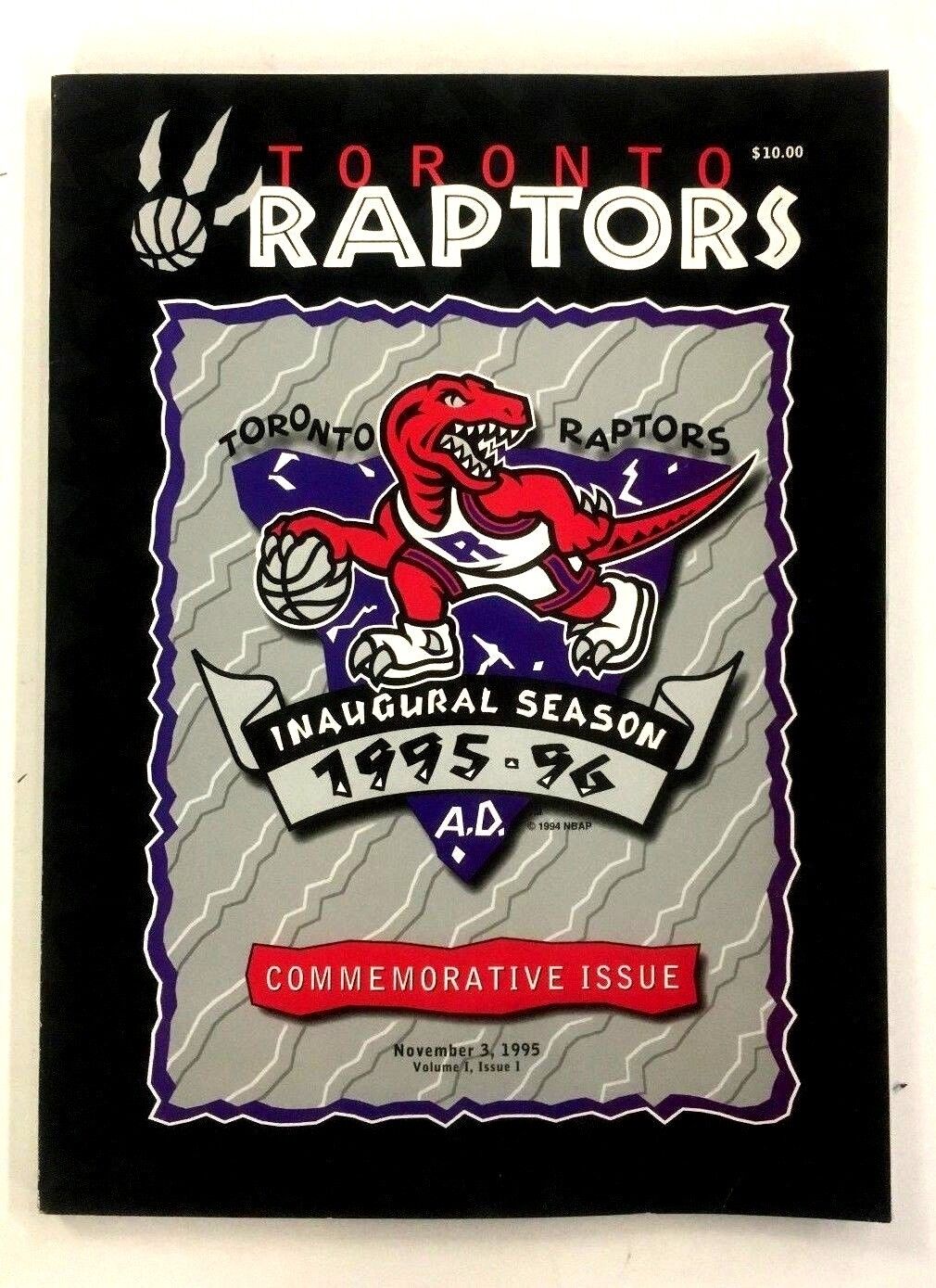 1995 Toronto Raptors 1st Game Ever Program Mint Condition NBA Basketball