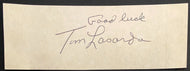 MLB Baseball Signed Cut Autographed Tommy Lasorda Los Angeles Dodgers HOFer Vtg