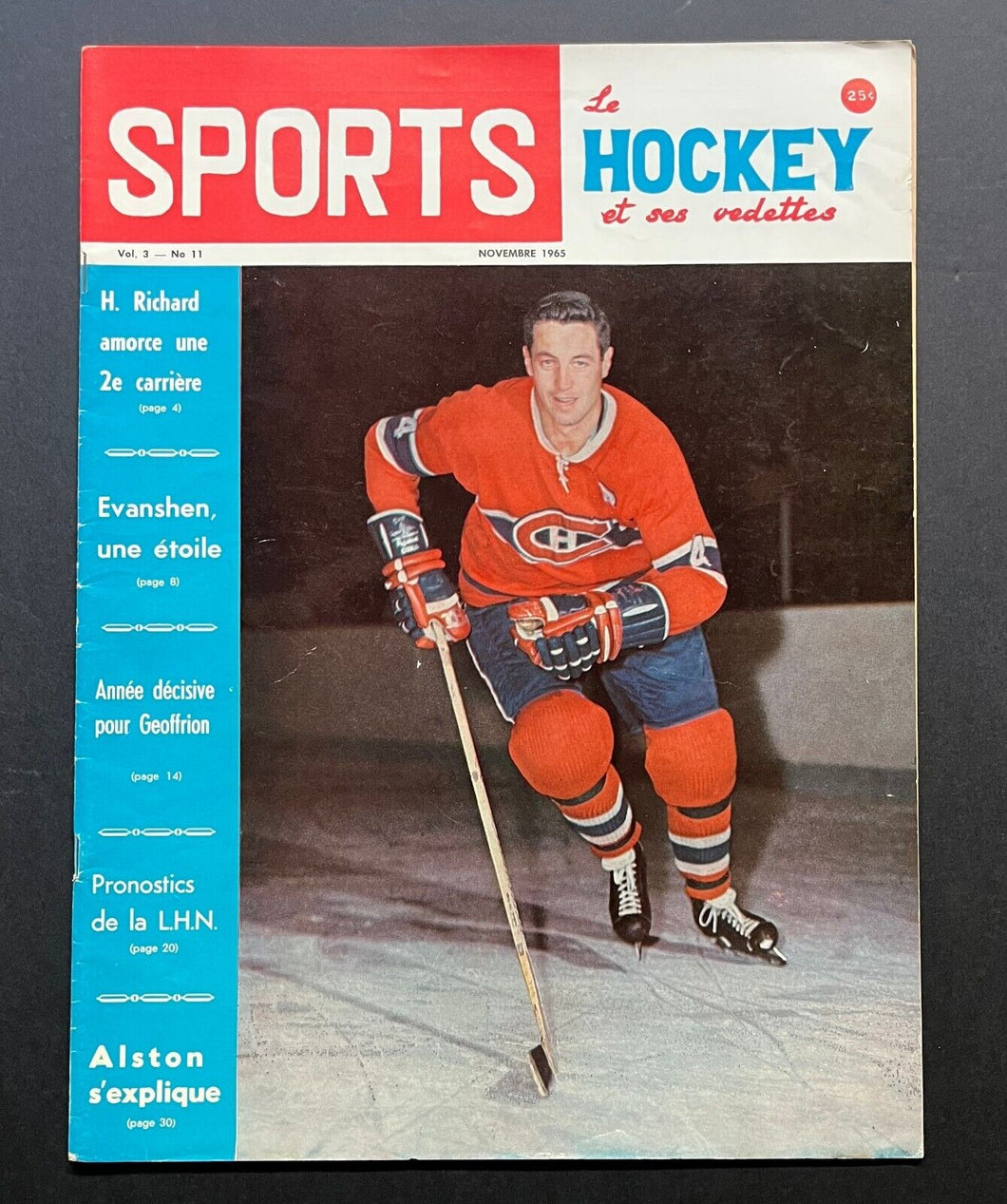 1965 Issue Quebec Magazine Sports Hockey NHL HOFer Jean Beliveau Cover