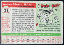 Load image into Gallery viewer, 1955 Topps Baseball #31 Warren Spahn Milwaukee Braves Vintage MLB Card
