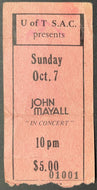 1973 John Mayall Concert Ticket Stub University of Toronto Blues Rock Vintage