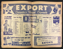 Load image into Gallery viewer, 1949 NHL Hockey Program Toronto Maple Leaf Sports Magazine Vs Detroit Red Wings
