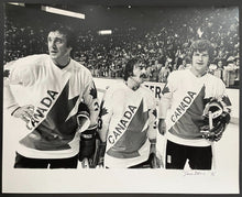 Load image into Gallery viewer, 1976 Canada Cup Oversized Photograph Phil Esposito Rogie Vachon Bobby Orr
