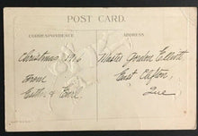 Load image into Gallery viewer, 1900's Hockey Scene Christmas Card Postcard Made In USA
