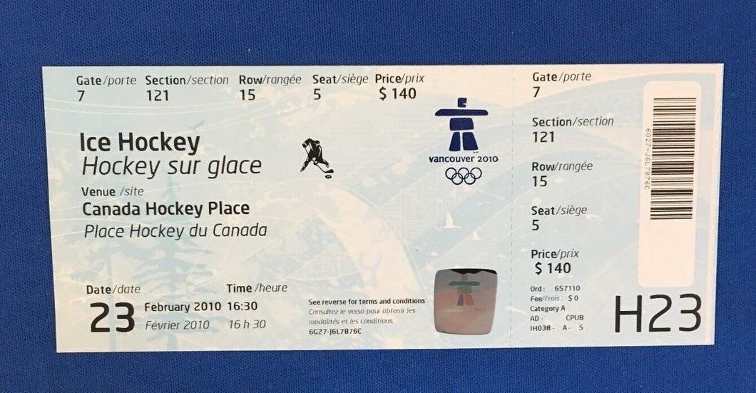 Vancouver 2010 Olympic Ice Hockey Ticket Mens Playoffs Canada Vs Germany