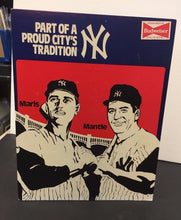 Load image into Gallery viewer, New York Yankees Cardboard Budweiser Sign Roger Maris Mickey Mantle Vintage
