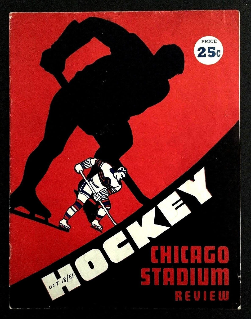 1951 Chicago Stadium Hockey Program Detroit Red Wings vs Chicago Blackhawks NHL