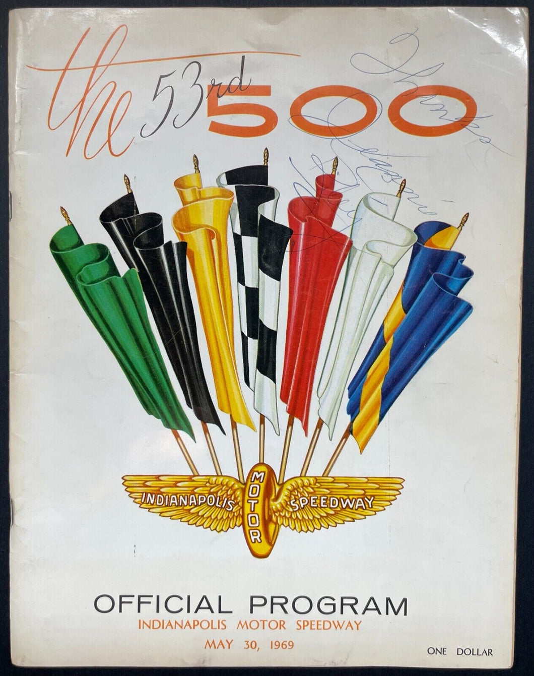 1969 Indy 500 Motor Speedway Racing Program Signed Jeannie C. Riley Vintage Auto