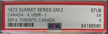 Load image into Gallery viewer, 1972 Summit Series Game 2 Ticket Team Canada vs USSR Hockey Toronto PSA EX 5
