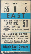 Load image into Gallery viewer, 1965 Boxing Ticket Live Bouts + Closed Circuit George Chuvalo Floyd Patterson
