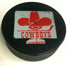 Load image into Gallery viewer, 1975-77 WHA Calgary Cowboys Game Puck Vintage Hockey OFFICIAL Biltrite CANADA
