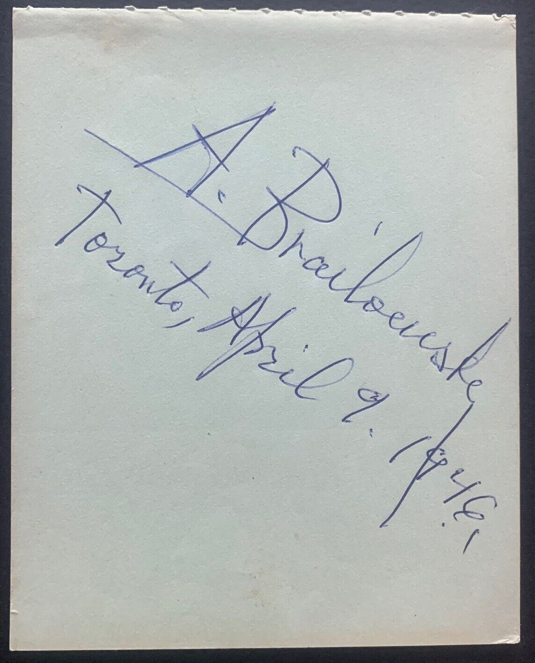 1946 Alexander Brailowsky Signed Autographed Index Card Vintage Famous Pianist