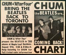 Load image into Gallery viewer, 1965 Chum Radio Survey Chart Vintage Music The Beatles Cover Photo John Lennon
