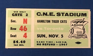 1967 Toronto Argonauts Vs Hamilton Tiger Cats CFL Football Ticket CNE Stadium