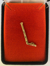 Load image into Gallery viewer, 14K Gold Hockey Stick Tie Tack Pin Presented to Referee Bruce Hood by NHL in Box
