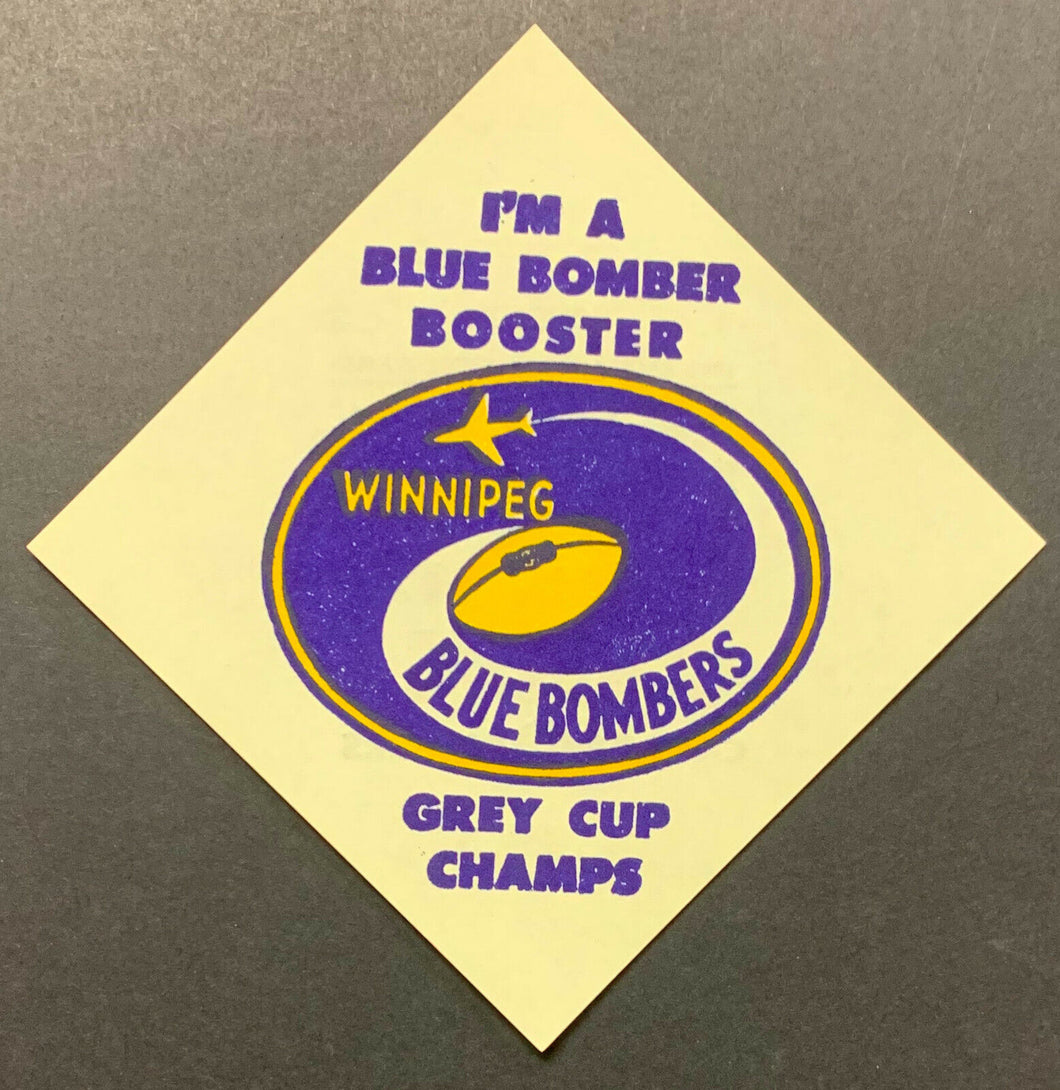 1962 Winnipeg Blue Bombers CFL Grey Cup Champions Rare Unused Sticker Decal