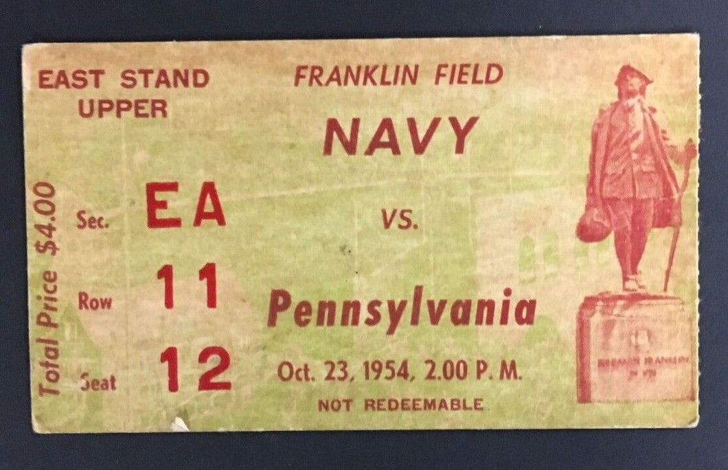 1954 Navy vs Pennsylvania NCAA College Football Ticket Franklin Field