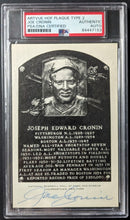 Load image into Gallery viewer, 1956 Joe Cronin Autographed HOF MLB Baseball Signed Plaque Postcard PSA Slabbed
