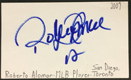 Roberto Alomar Signed Index Card Toronto Blue Jays MLB Baseball Vintage Auto JSA