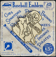 1952 MLB Baseball Emblem Pittsburgh Pirates Vintage Promo Ice Scraper McDonald