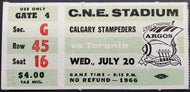 1966 C.N.E. Stadium Calgary Stampeders vs Toronto Argonauts CFL Football Ticket