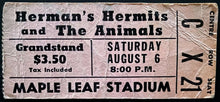 Load image into Gallery viewer, 1966 Herman&#39;s Hermits Concert Ticket + CHUM Chart Maple Leaf Stadium Music VTG
