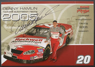 2005 Denny Hamlin Signed NASCAR Rookie Promo Photo Card Autographed