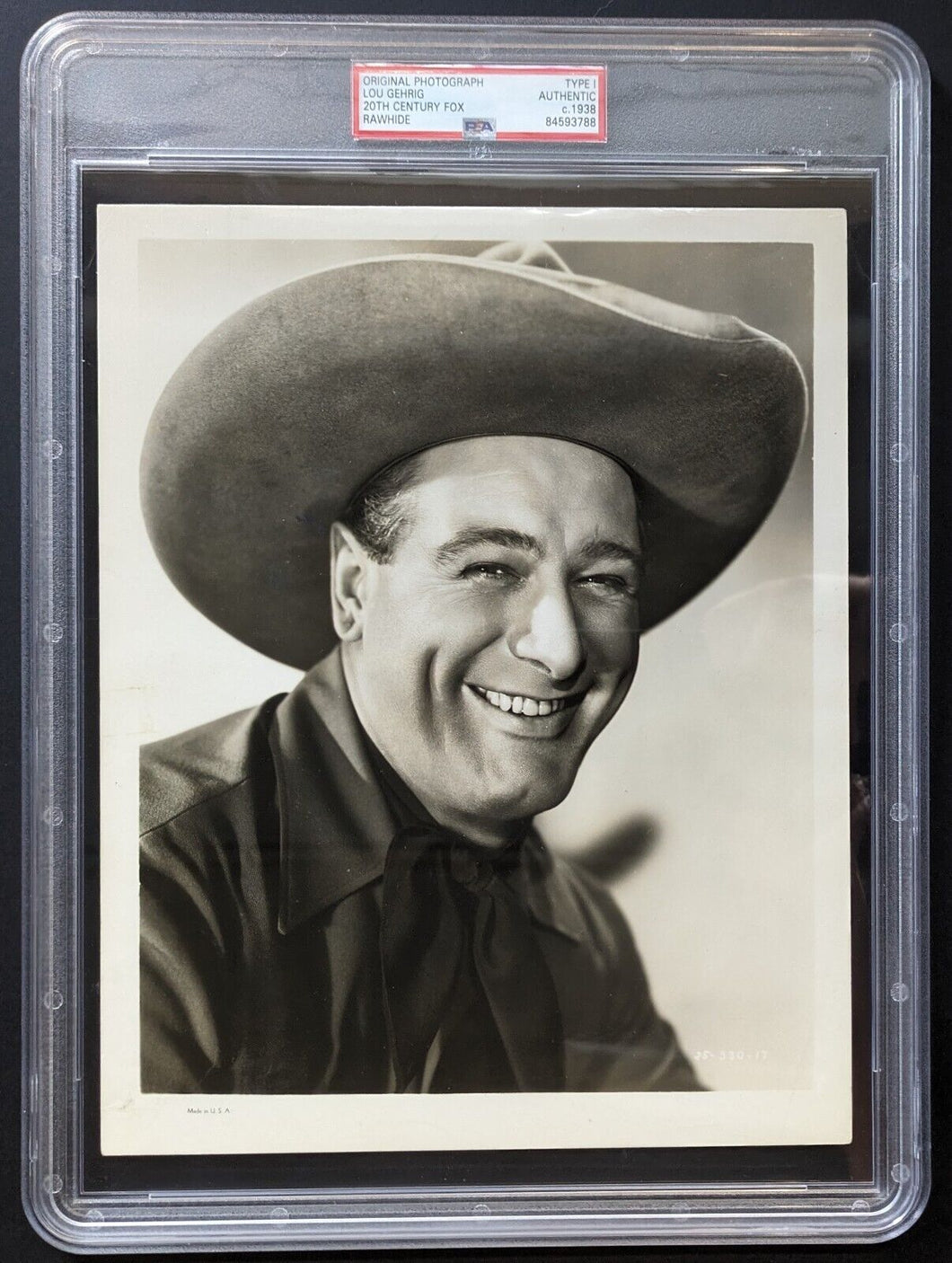 1938 Lou Gehrig Original Type 1 Photograph Rawhide Movie Slabbed PSA LOA