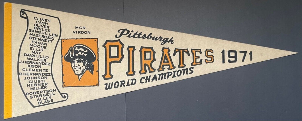 1971 Pittsburgh Pirates World Series Champion Roster Scroll Pennant MLB Baseball