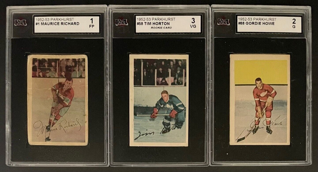 1952-53 Parkhurst Hockey Cards Full Set NHL Horton Rookie RC Graded x10 KSA 1-4