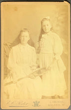 Load image into Gallery viewer, Antique Cabinet Photo Nellie Ruth + Ethel Kate Hamlin Born 1879 Tennis Players
