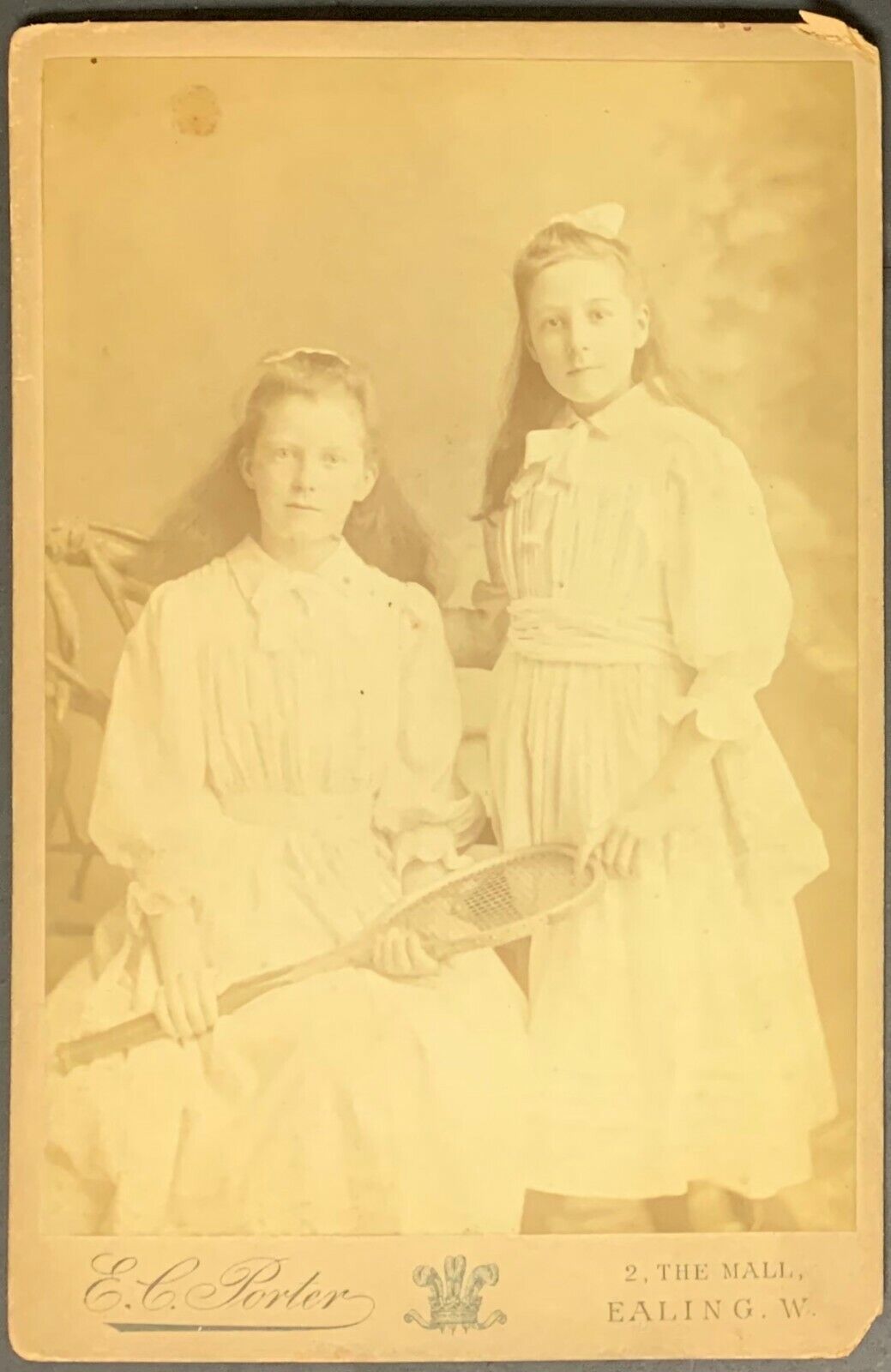 Antique Cabinet Photo Nellie Ruth + Ethel Kate Hamlin Born 1879 Tennis Players