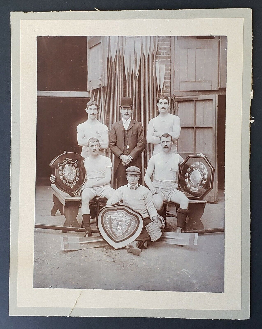 Vintage 1900's Photo Of Canadian Team International Champions Four Oar Crew Old