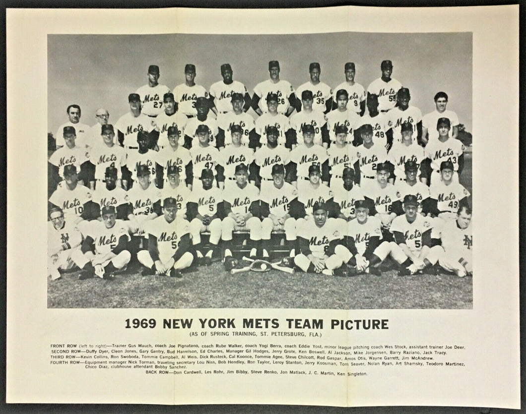 1969 New York Mets MLB Spring Training Baseball Team Photo Vintage World Champs