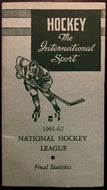 1961-62 Vintage NHL Hockey Original Six Statistics Book Toronto Maple Leafs
