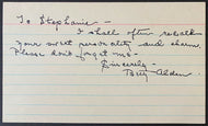 1948 Celebrity Signed Betty Alden Index Card Autographed With Content Actress